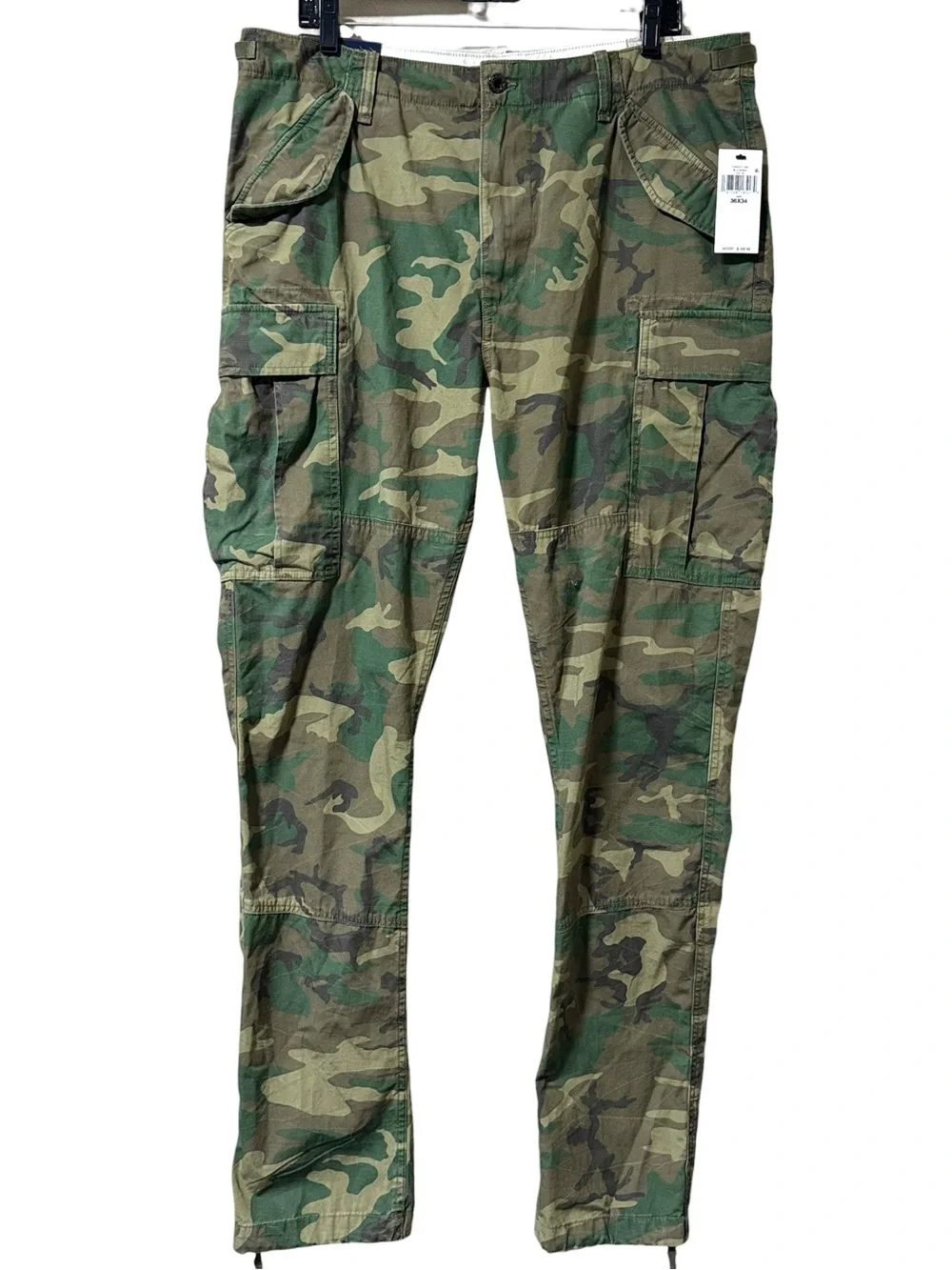 NWT Polo Ralph Lauren Men’s Slim Fit Camo Canvas Cargo Pants Size 36 x 34